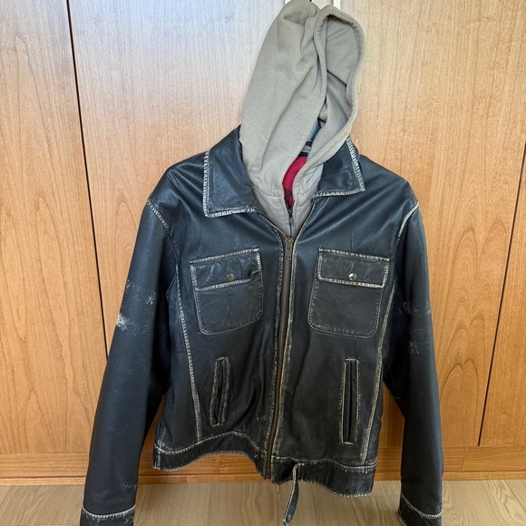 Vintage Motorcycle biker Leather Jacket unisex Fabric Life - Picture 8 of 16